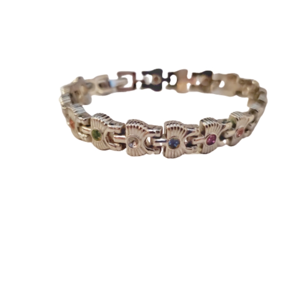 3/$20 Silver Bracelet Multicolor Gems